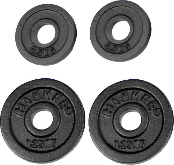 Hammer Fitness Hantelscheiben (2 x 0.5 kg, 2 x 1.25 kg)
