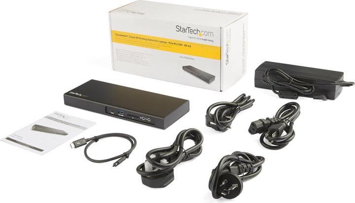 Produktbild StarTech Dual 4K 60Hz Monitor Thunderbolt™ 3 Dockingstation - PCIe M.2 und SD Kartenleser (Thunderbolt, USB-A, USB-C, 1 Ports)