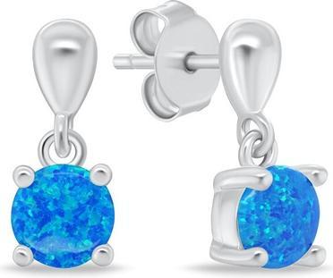 Brilio Silver - Silver earrings with blue opals EA1137WB