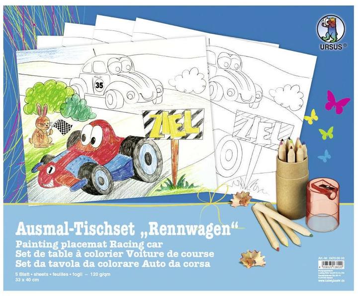 Ursus Ausmaltischset Rennwagen (1 x, 33 x 40 cm)