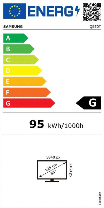 Etichetta energetica Samsung QE50T (3840 x 2160 pixel, 50")