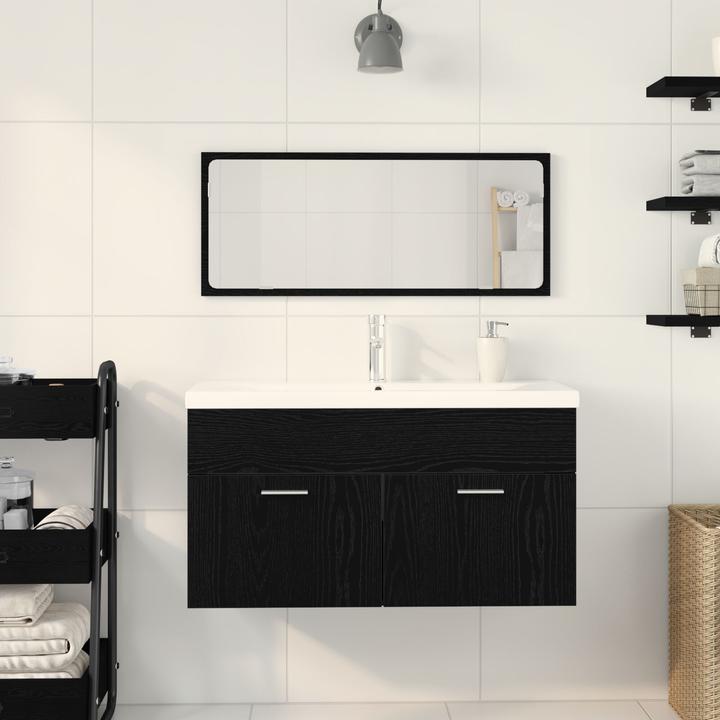 Actual product image VidaXL Bathroom furniture set of 2 black oak engineered wood, glass