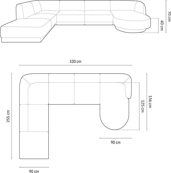 Image du produit Micadoni Canapé D'Angle Panoramique (Côté Droit), "Miley", 6 Places, 330x255x70Fabriqué en Europe (Paysage de canapé)