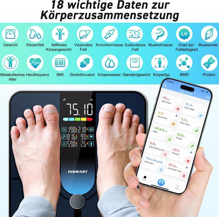 Actual product image Insmart Smart Personenwaage mit App & Bluetooth (227 kg)