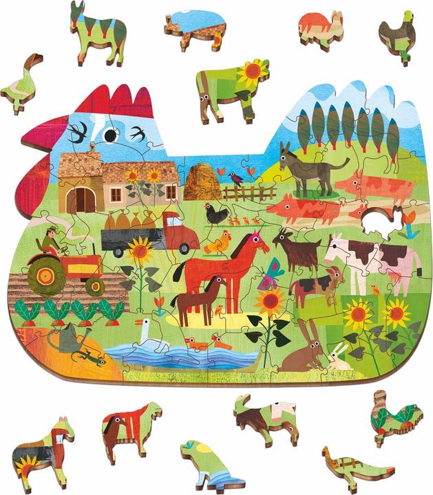 Image du produit Ludattica WOODY Puzzle - Puzzle en bois de la ferme (48 pièces)