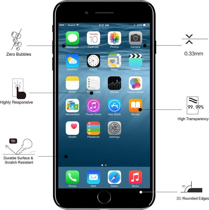 Actual product image Eiger Mountain Glass Clear Edge (1 Piece, Apple iPhone 6s, Apple iPhone 8, Apple iPhone 7, Apple iPhone 6, Apple iPhone SE (2nd Gen))