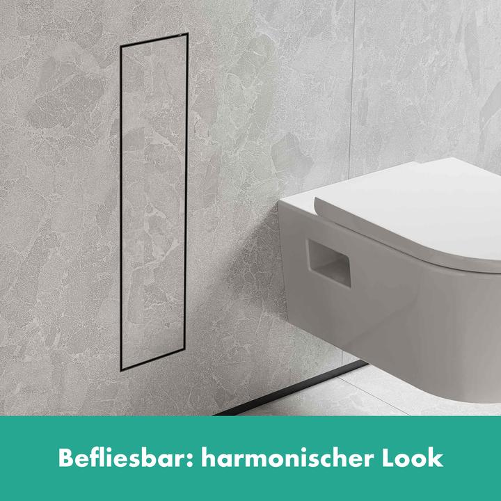 Immagine prodotto hansgrohe XtraStoris Rock portascopino, con ripiano, porta piastrellabile, senza cornice, 145x140x59