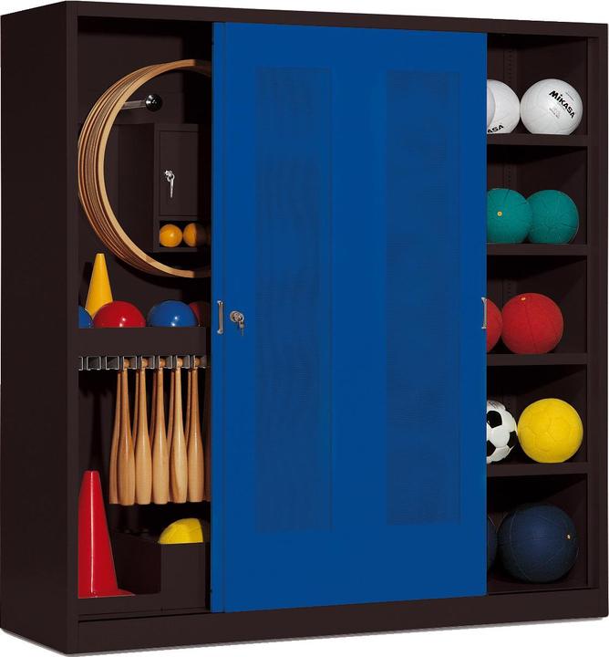 C+P Sportgeräteschrank (HxBxT: 195x190x60 cm, mit Lochblech-Schiebetüren, Typ 5)