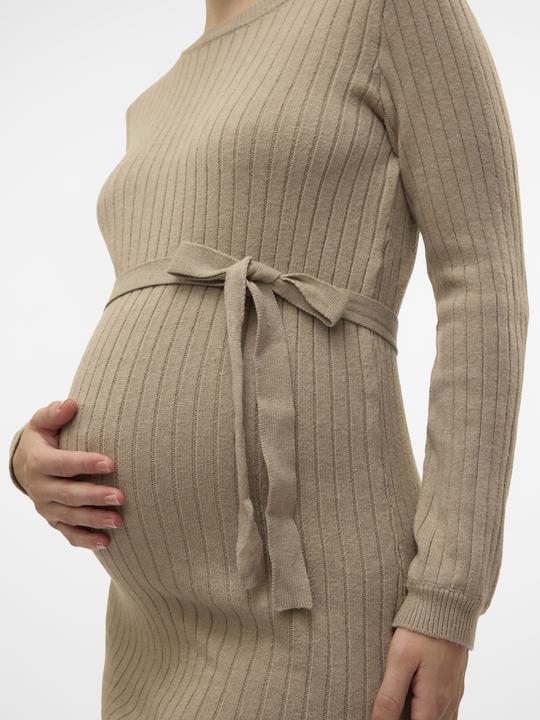 Produktbild Mamalicious Normal geschnitten Rundhals Gerippte Ärmelbündchen Ballonärmel Kurzes Kleid Strickkleid (L)