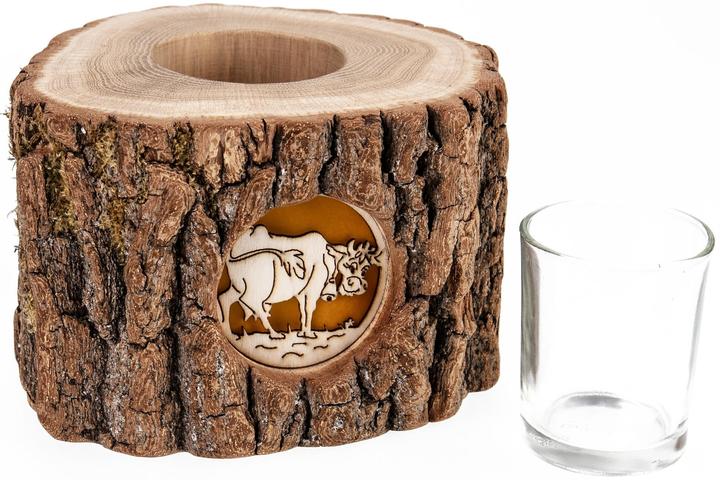 Immagine prodotto La Mia! Lampada da tè in un tronco d'albero con una mucca a forma di finestra (1 x)