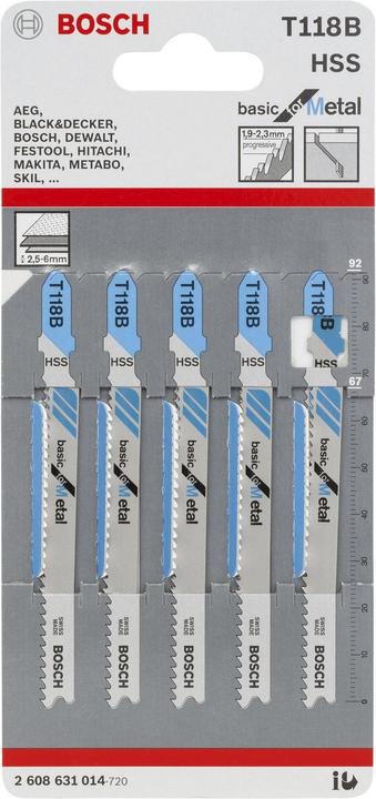 Produktbild Bosch Professional Zubehör Stichsägeblatt T 118 B Basic for Metal, 5er-Pack