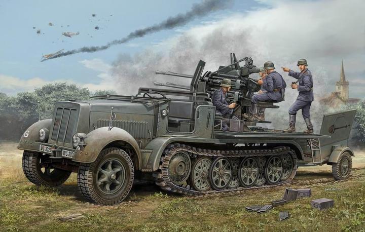 Actual product image Trumpeter 2 cm Flak quad 38 self-propelled gun carriage (Sd.Kfz.7/1 early version)