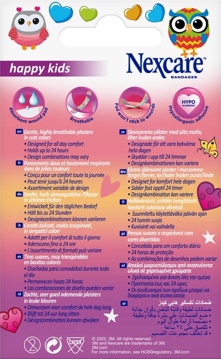 Valeurs nutritives et ingrédients Nexcare Happy Kids Magic (20 x)
