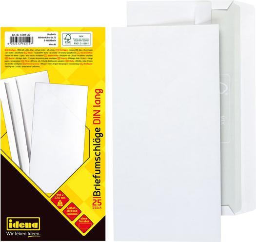 Actual product image Idena BU DL white 75g 25er sk o.F. FSC-Mix (DIN long (11 x 22 cm), 25 x)