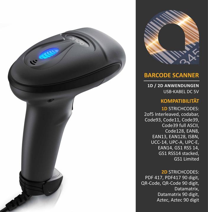 Actual product image Aplic USB barcode scanner wired, handheld scanner, 1D and 2D, single scan & auto scan (1D barcodes, 2D barcodes)