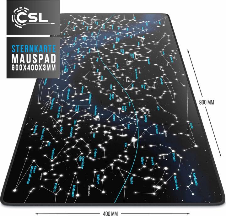 Produktbild CSL Gaming Mauspad, XXL Mausmatte 900 x 400mm, Präzision & Geschwindigkeit, Celestial Map (XXL)
