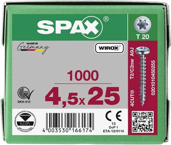 Produktbild Spax Spanplattenschrauben PH T20 4,5x25 mm (1000 Schrauben pro Stück)