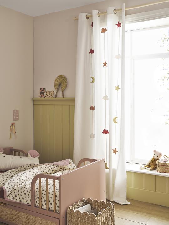 Produktbild Vertbaudet Kinderzimmer Vorhang STERNE & WOLKEN mit Ösen & Girlande (135 x 180 cm)