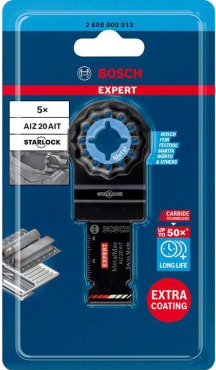 Produktbild Bosch Professional Zubehör EXPERT MetalMax AIZ 20 AIT Blatt für Multifunktionswerkzeuge, 40 x 20 mm, 5 Stück