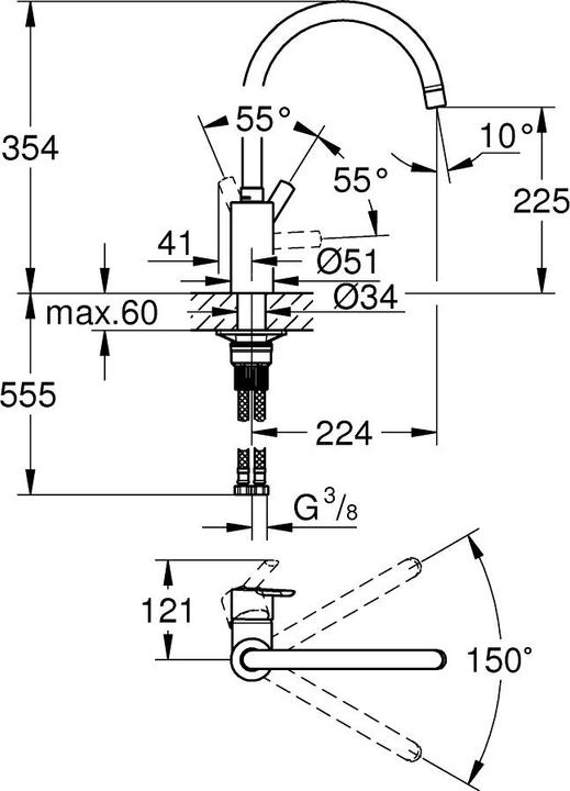 Produktbild Grohe Feel Einhand-Spültischbatterie, 1/2"