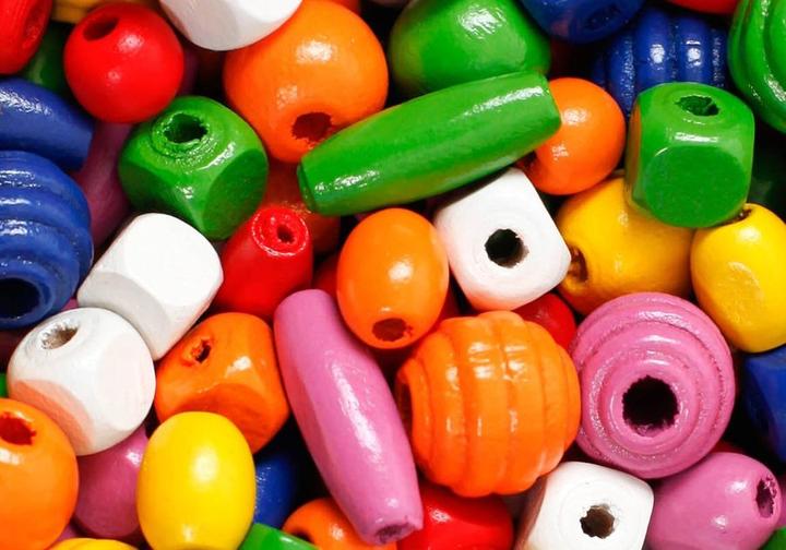 Actual product image I Am Creative Wooden beads coloured