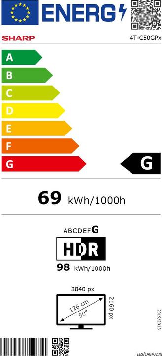 Energy Label Sharp 50GP6265E (55")