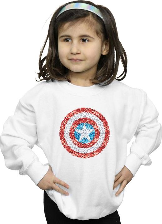 Actual product image Girls Captain America Pixelated Shield Sweatshirt (140, 146)