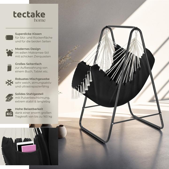 Image du produit tectake Fauteuil suspendu ALISON style boho, capacité de charge de 160kg (160 kg)
