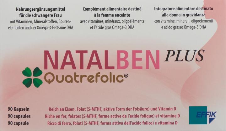 Nährwerte und Zutaten Natalben Plus Quatrefolic (90 Stück, Kapseln, 170 g)