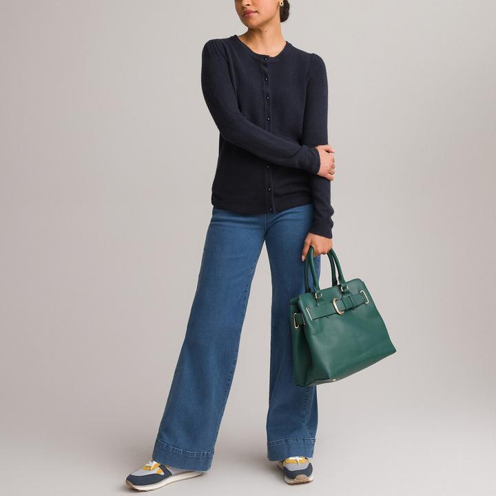 Actual product image Anne Weyburn Cardigan with round neckline and button placket (42)
