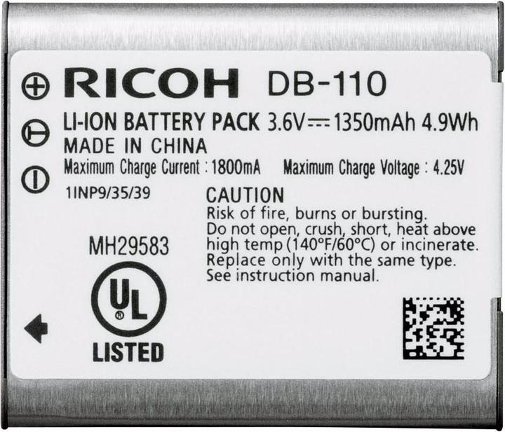 Actual product image RICOH DB-110 Lithium-Ion battery for GRIII (Rechargeable battery)
