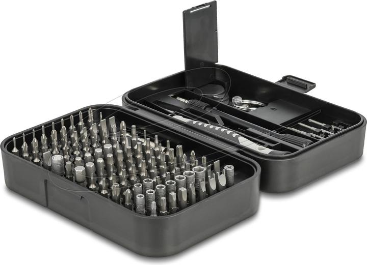 Delock Set di attrezzi cacciavite 130 pezzi (Fattucchiera, 5 bordi (Pentagono), Cacciavite a croce PZ, Triplice ala, Pin-torx)