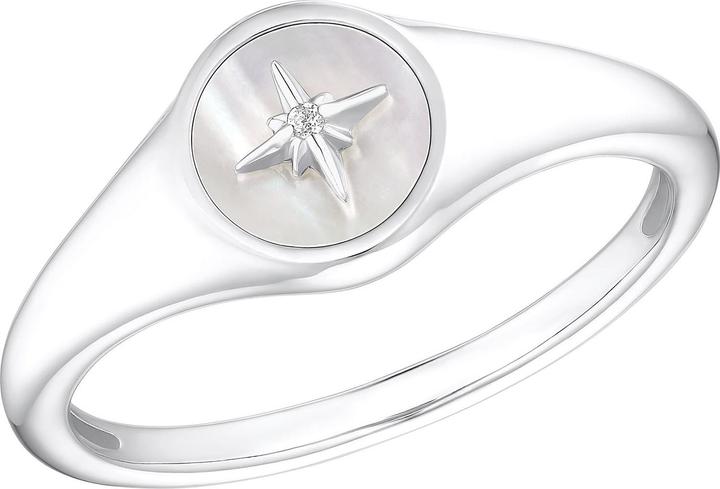 S.Oliver Ringe für Damen, 925 Sterling Silber, Zirkonia synth., Perlmutt | Stern