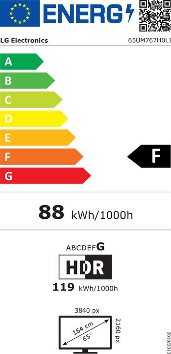 Label énergétique LG Hôtel TV 65UM767H (65", UM767H, LED, 4K, 2023)
