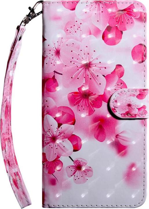 Actual product image Cover-Discount iPhone SE / 8 / 7- leather case pink flower glitter effect (Apple iPhone 7, Apple iPhone 8)