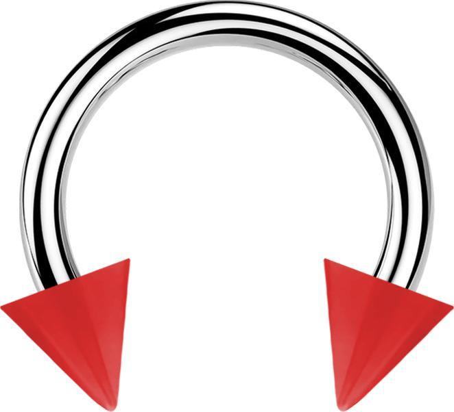 Star Piercing Micro Circular Barbell silber mit zwei Cones rot (Acryl, ohne Messing, Chirurgenstahl 316L)