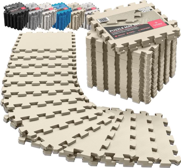 BeMaxx Schützendes Puzzle-Mattenset, 18 Stück Beige (1 cm)