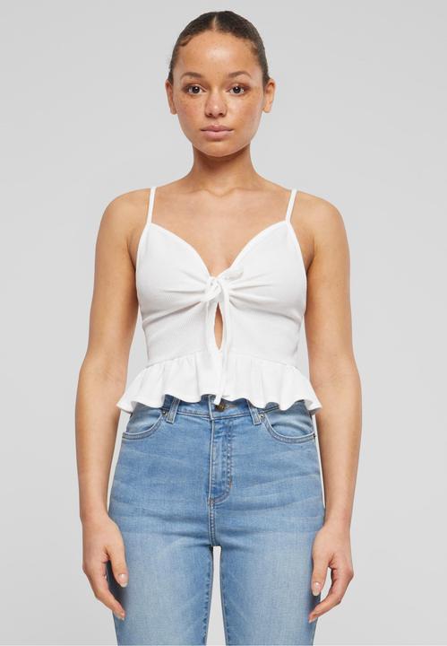 Actual product image Urban Classics Ladies Waffle Pique Ruffle Top - 137877 (XS)