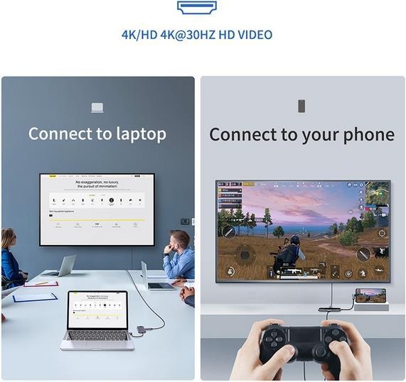 Actual product image Baseus Mirror Series Multifunctional HUB (USB-C, 6 Ports)