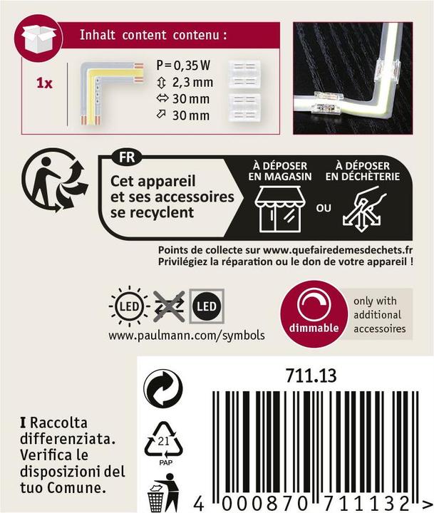 Produktbild Paulmann MaxLED 500 Full-Line COB Stripe Ecke (Weiss, 3 cm, Indoor)