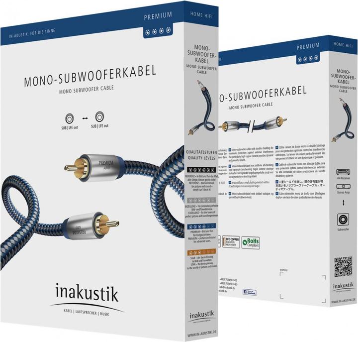 Image du produit Inakustik Câble de caisson de basses mono de qualité supérieure (5 m, RCA)