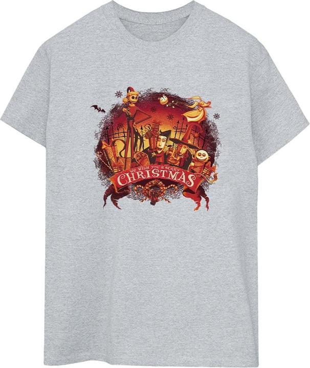 Actual product image Disney Womens/Ladies The Nightmare Before Christmas Scary Christmas Cotton Boyfriend T-Shirt (XXL)