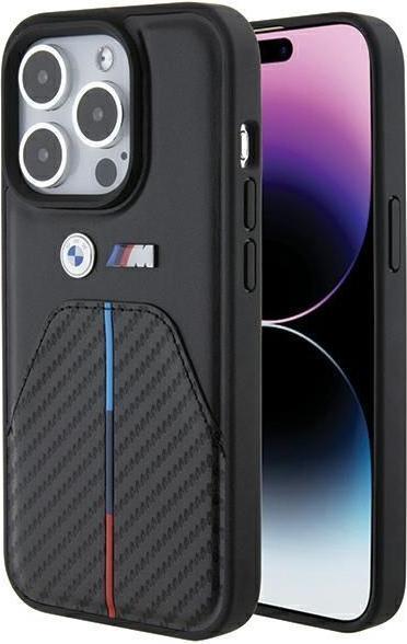 Actual product image BMW BMHCP15L22NSTB iPhone 15 Pro 6.1" czarny/black Stamped Tricolour Stripe (Apple iPhone 15 Pro)