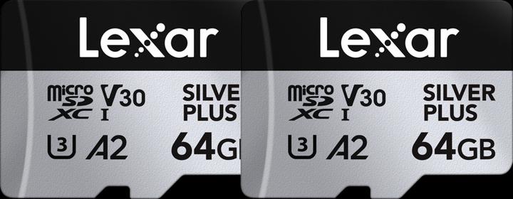 Actual product image Lexar Professional Silver Plus 2-Pack (64 GB, microSDXC, U3, UHS-I)