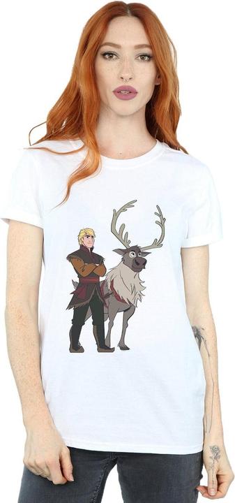 Actual product image Disney Womens/Ladies Frozen 2 Sven And Kristoff Cotton Boyfriend T-Shirt (L)