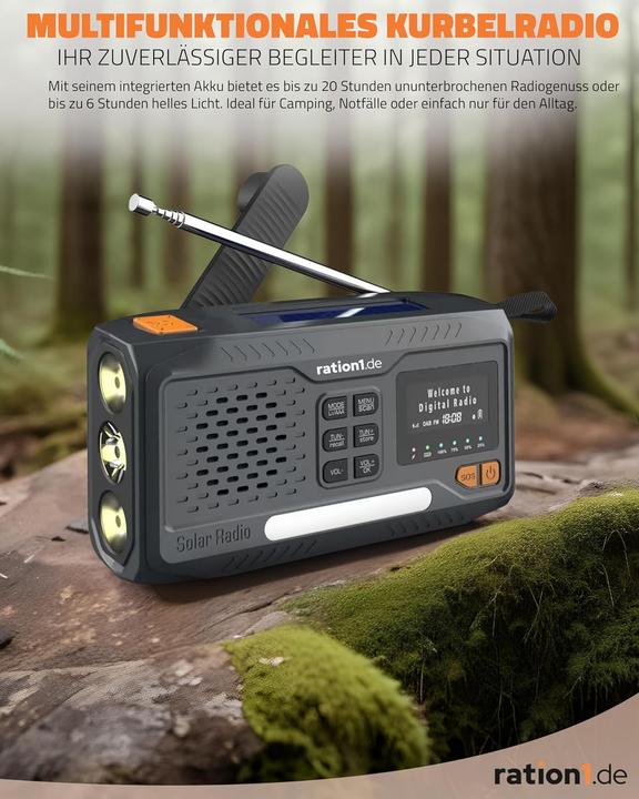 Produktbild Ration1.de DAB+ Kurbelradio (DAB+, Bluetooth)