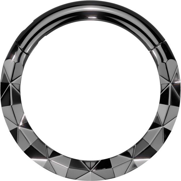 Star Piercing Micro Segmentring klappbar schwarz front X facettiert (ohne Messing, Chirurgenstahl 316L)