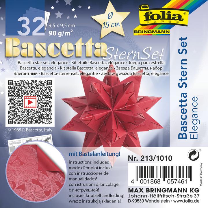 Actual product image Folia Bringmann Bascetta Star Set 9,5x9,5cm red,32 sheets