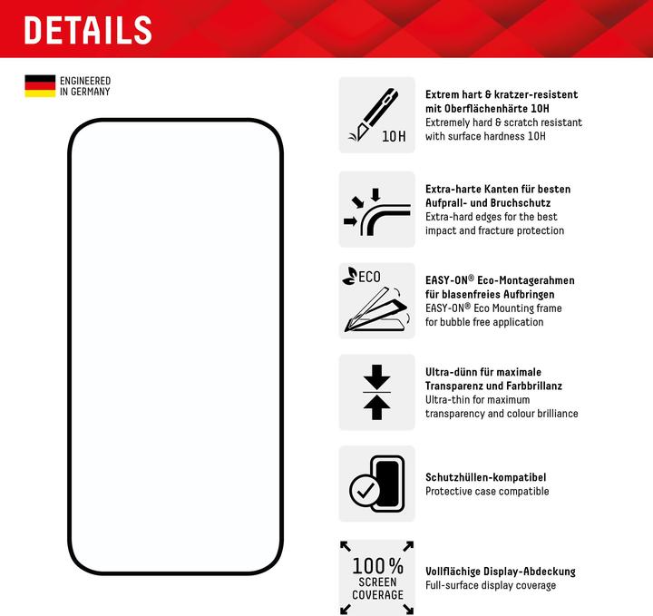 Produktbild Displex Real Glass, Full Cover Panzerglas (1 Stück, Apple iPhone 15 Pro Max, Apple iPhone 15 Plus)