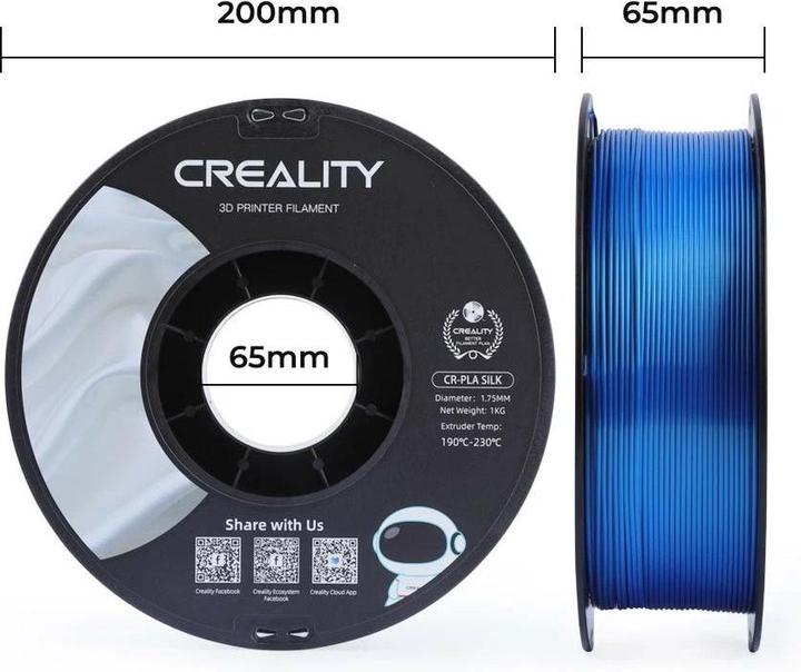Immagine prodotto Creality Filament PLA Silk (PLA, 1.75 mm, 1000 g, Blu)